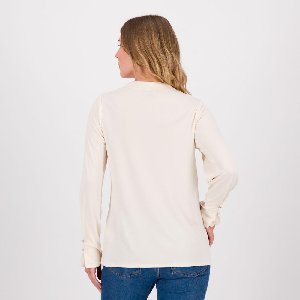 QVC Isaac Mizrahi Live Maglia In Jersey Stretch Tinta Unita Scollo Drappeggiato