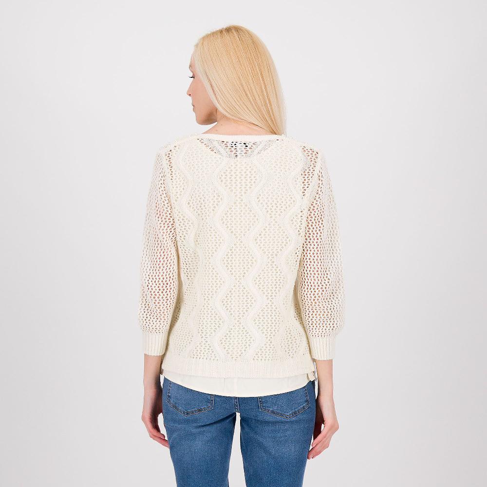 QVC Isaac Mizrahi Live Maglione Effetto Doppio In Maglia Lavorata Con Perline