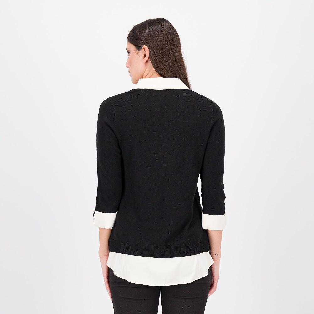 QVC Isaac Mizrahi Live Maglione In Jersey Con Inserti Effetto Camicia