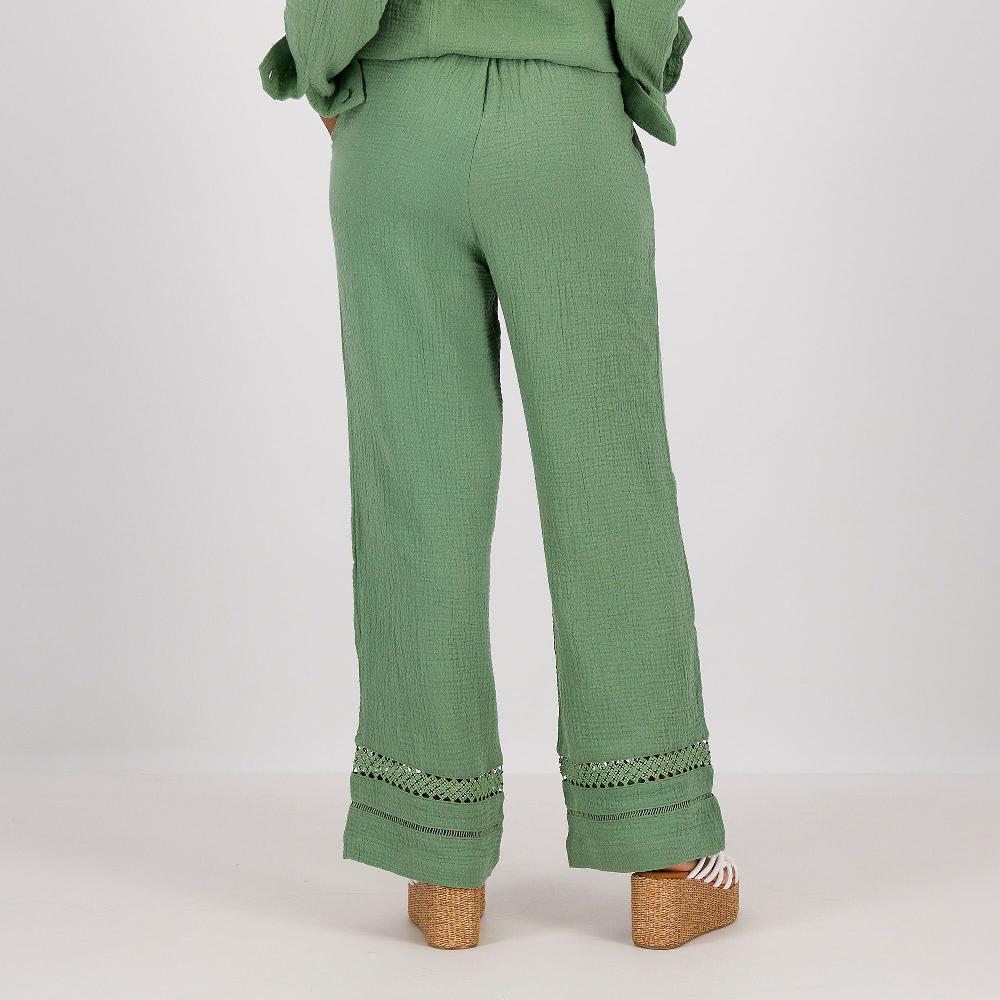 QVC Isaac Mizrahi Live Pantaloni A Gamba Larga In Garza Con Inserti In Pizzo