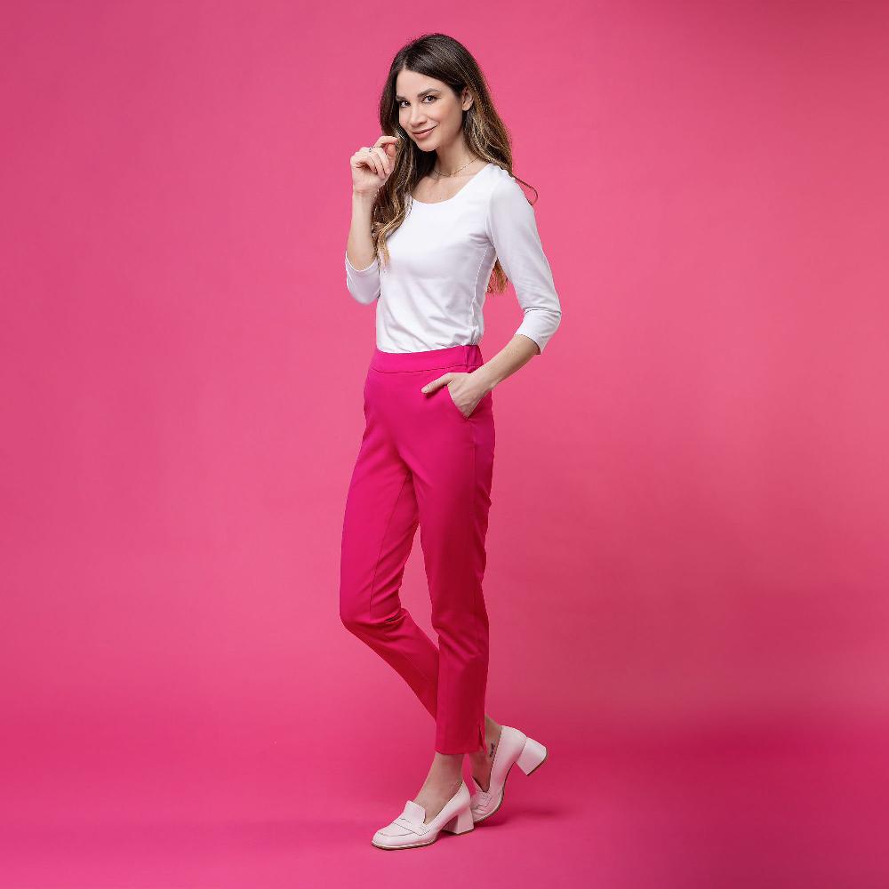 QVC Isaac Mizrahi Live Pantaloni A Sigaretta Tessuto 24/7 Spacco Al Fondo