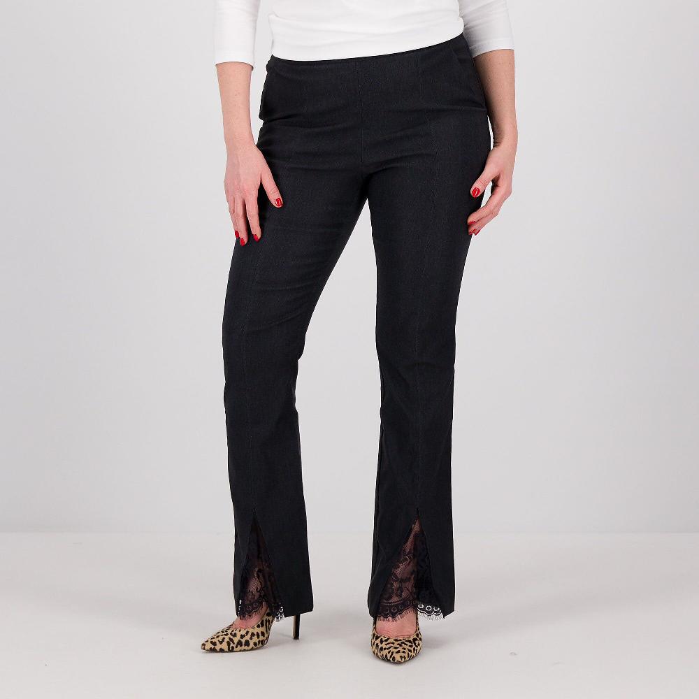 QVC Isaac Mizrahi Live Pantaloni bootcut con spacco al fondo ed inserto in pizzo
