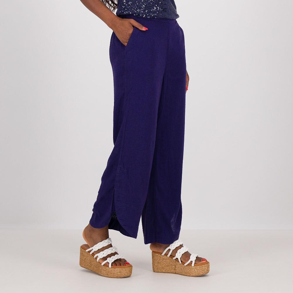 QVC Isaac Mizrahi Live Pantaloni Cropped A Gamba Larga In Lino E Viscosa