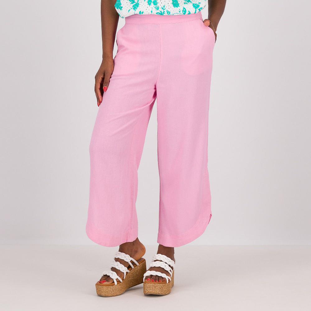 QVC Isaac Mizrahi Live Pantaloni cropped a gamba larga in lino e viscosa