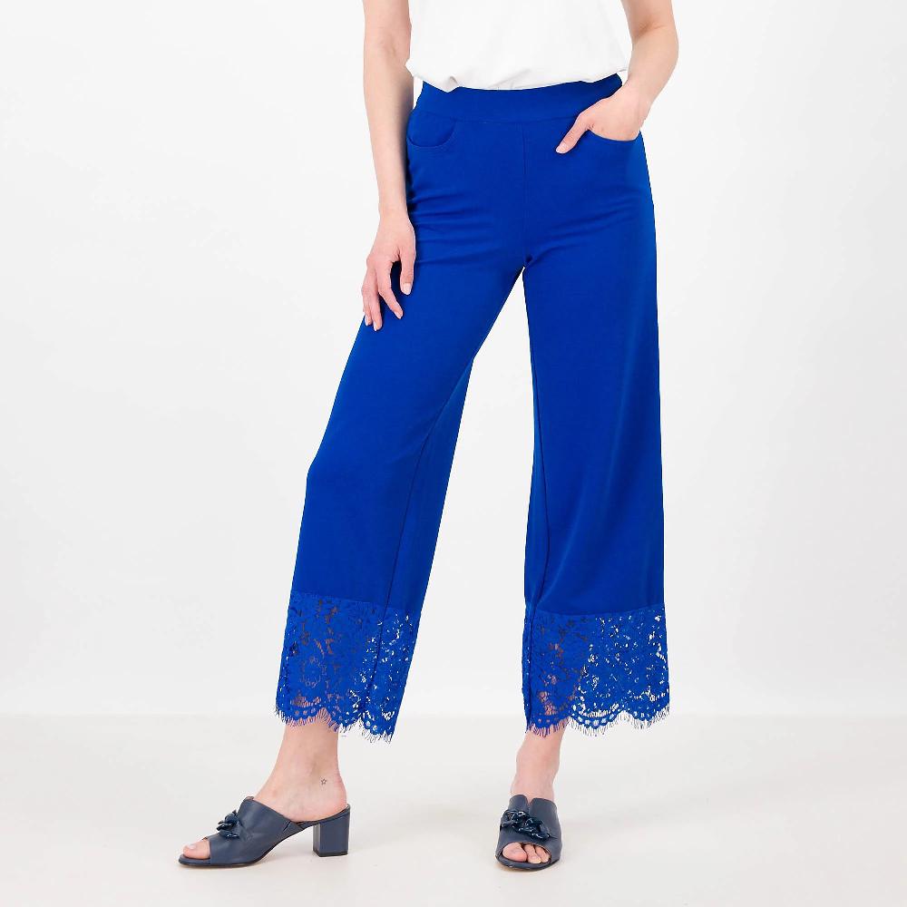 QVC Isaac Mizrahi Live Pantaloni Cropped Linea Ampia Con Orlo In Pizzo