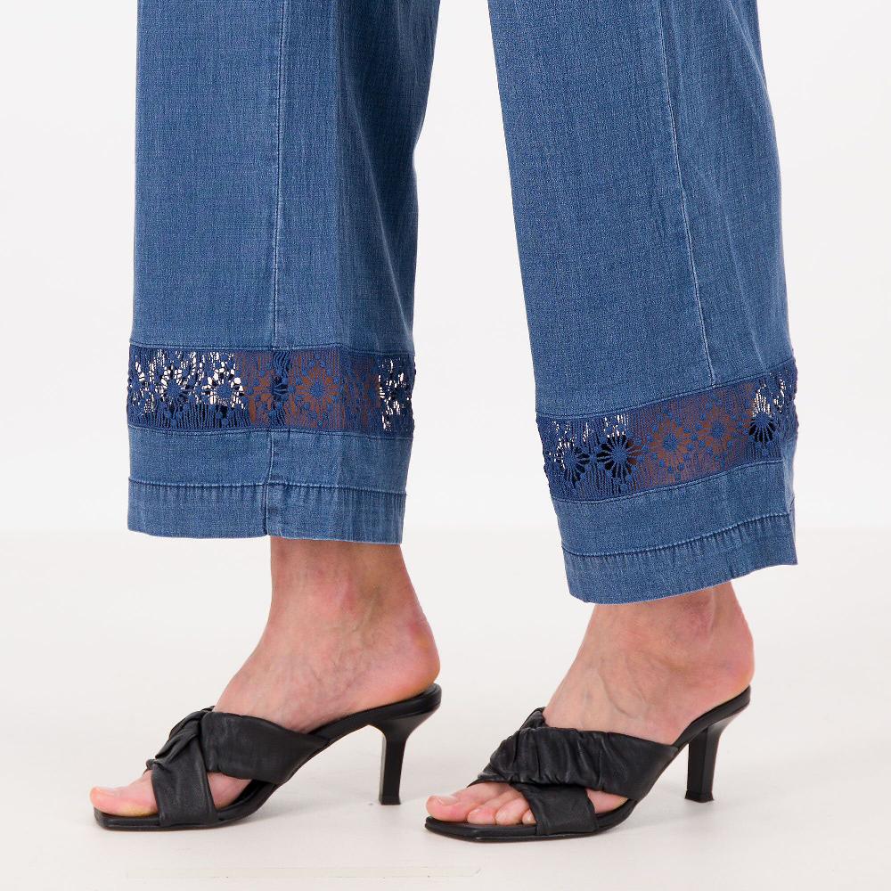 QVC Isaac Mizrahi Live Pantaloni In Lyocell Con Pizzo Anche Petite