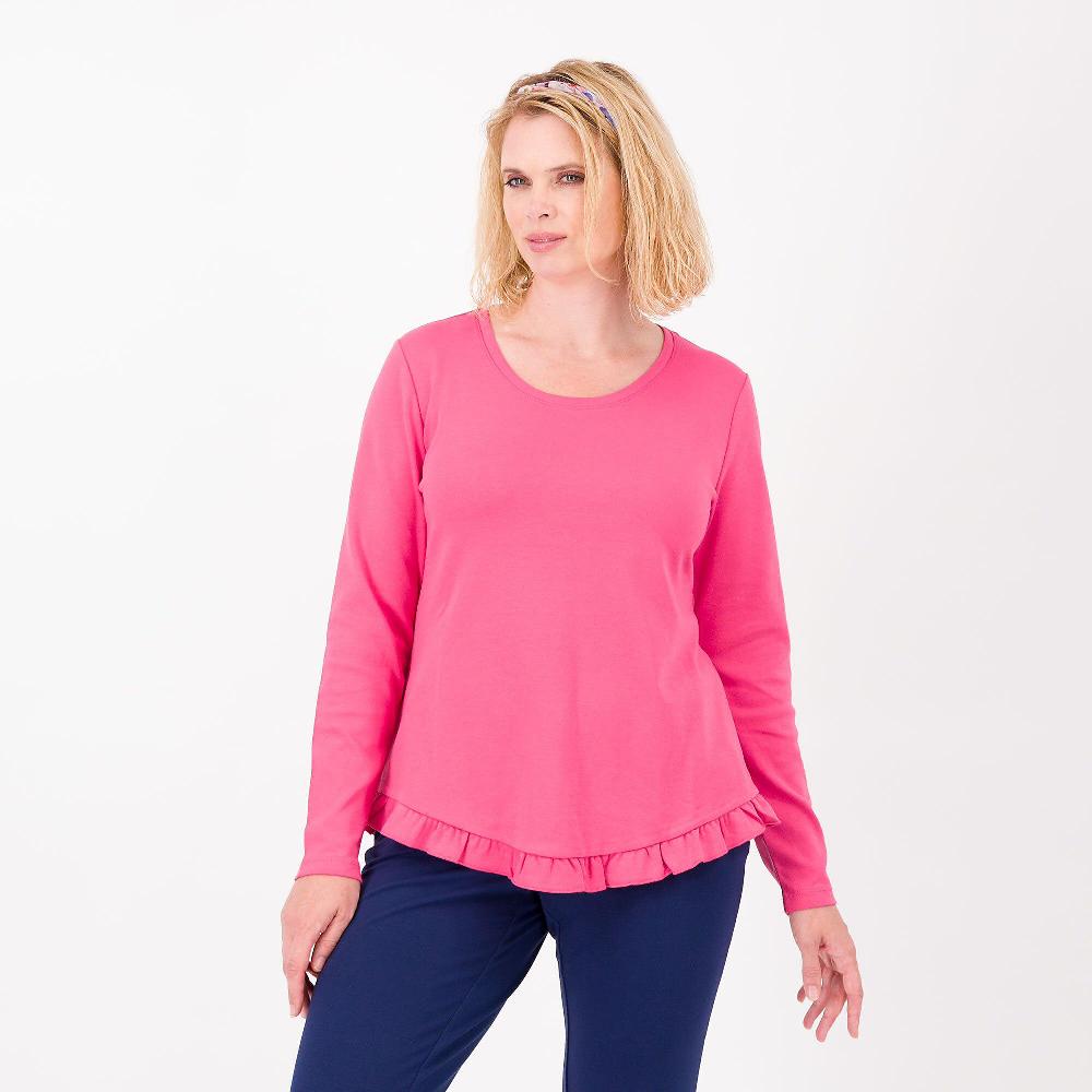 QVC Isaac Mizrahi Live T-shirt a maniche lunghe con rouche