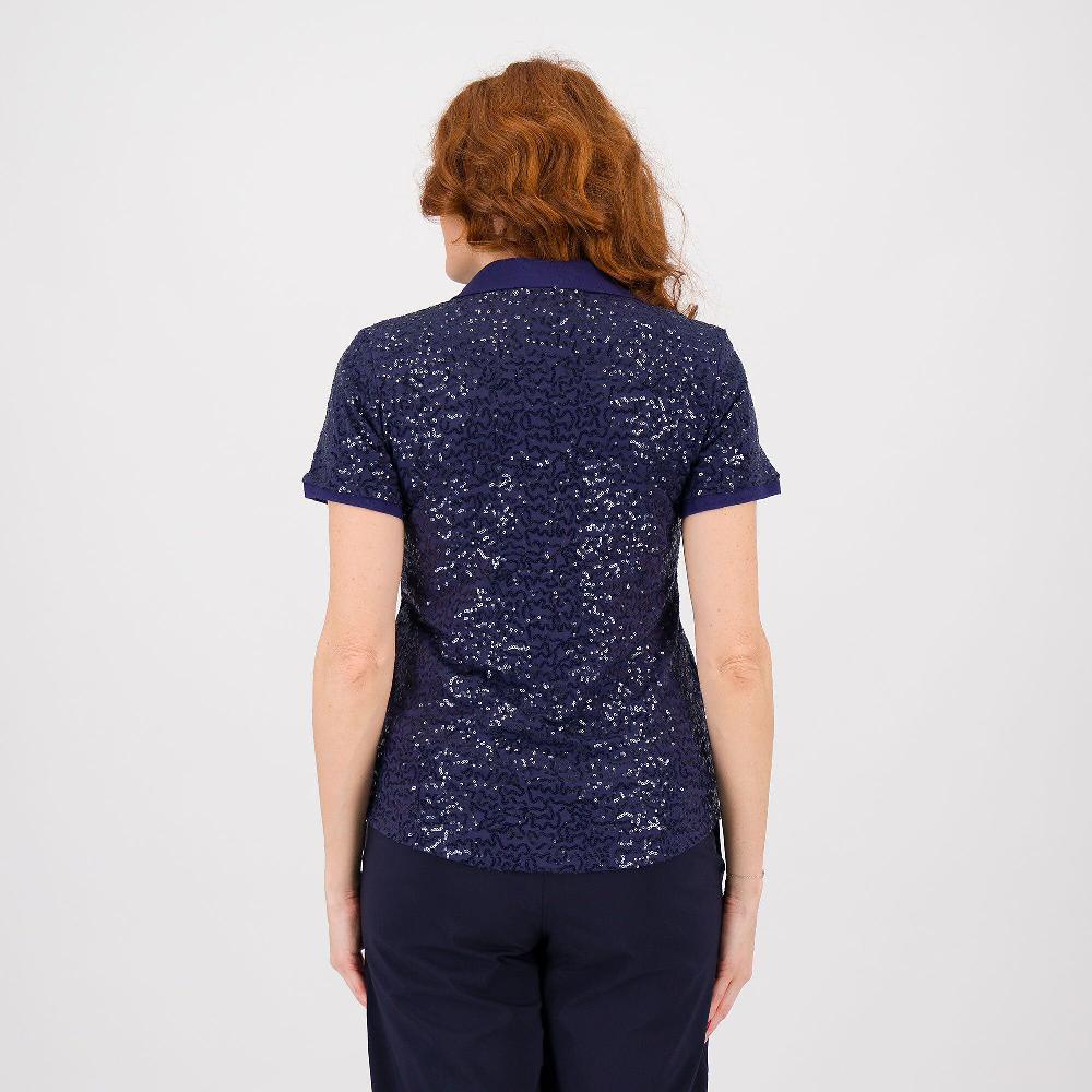 QVC Isaac Mizrahi Live T-shirt Con Manica Corta Collo A Polo E Paillettes