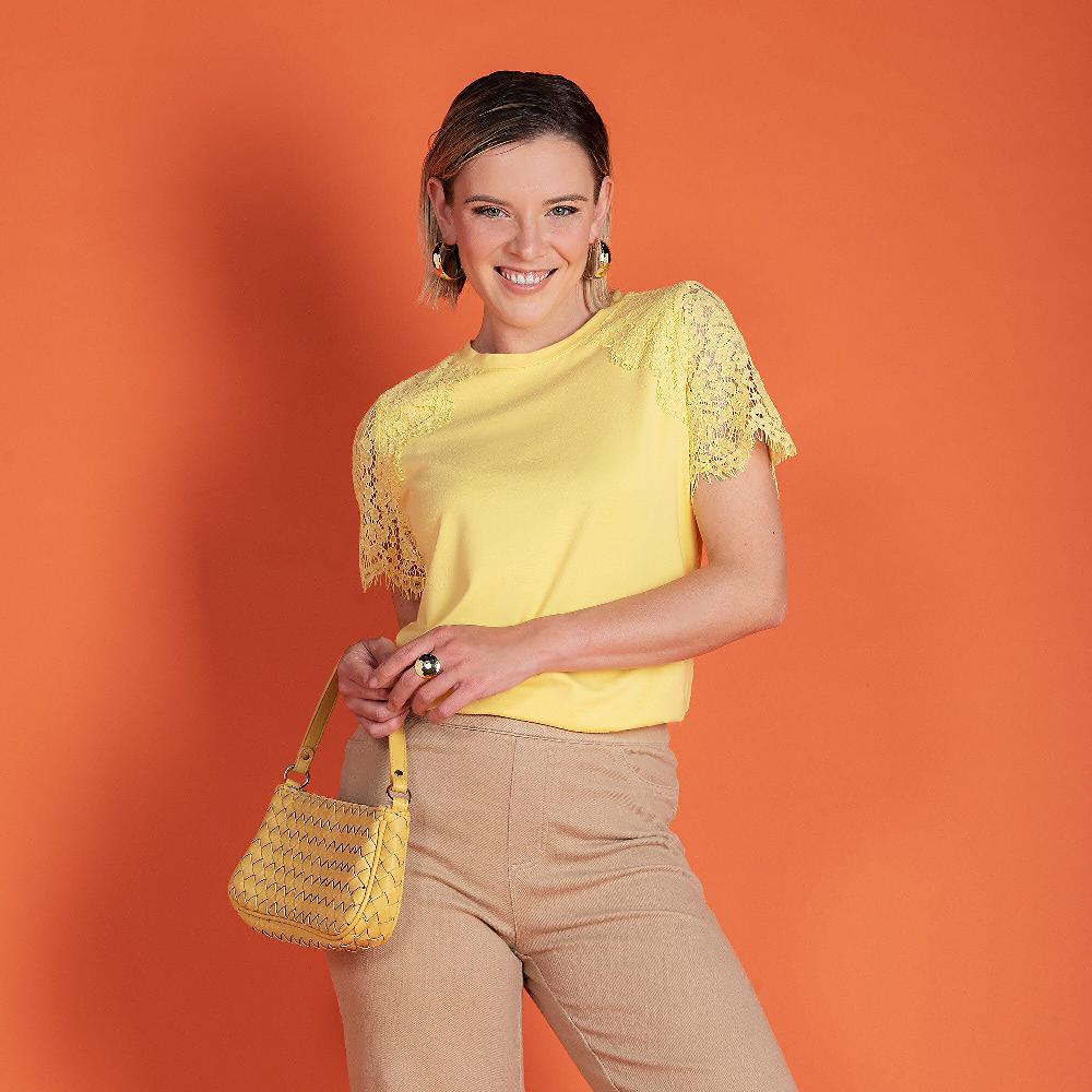 QVC Isaac Mizrahi Live T-shirt Con Maniche In Pizzo