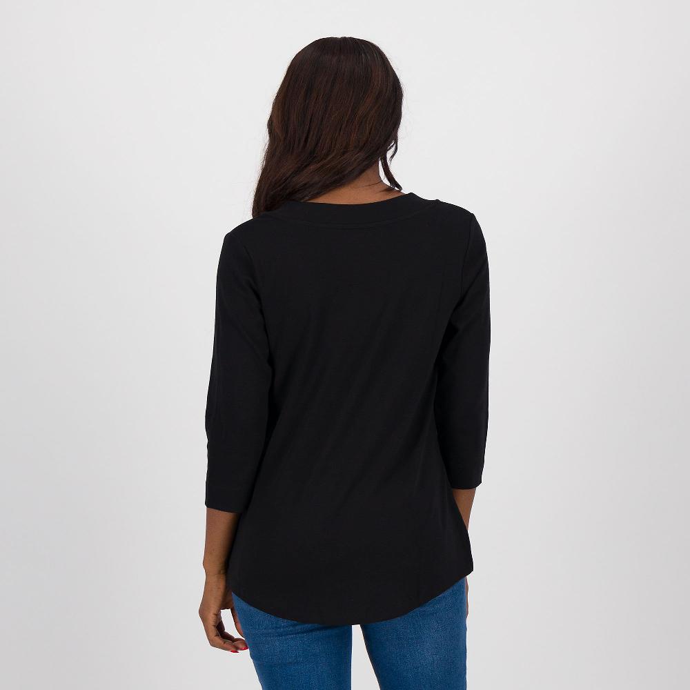 QVC Isaac Mizrahi Live T-shirt Con Scollo A V E Maniche 3/4 In Jersey Di Cotone
