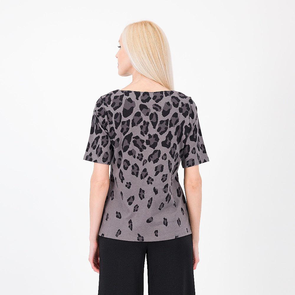 QVC Isaac Mizrahi Live T-shirt Fantasia Animalier In 100% Cotone Scollo A Barchetta