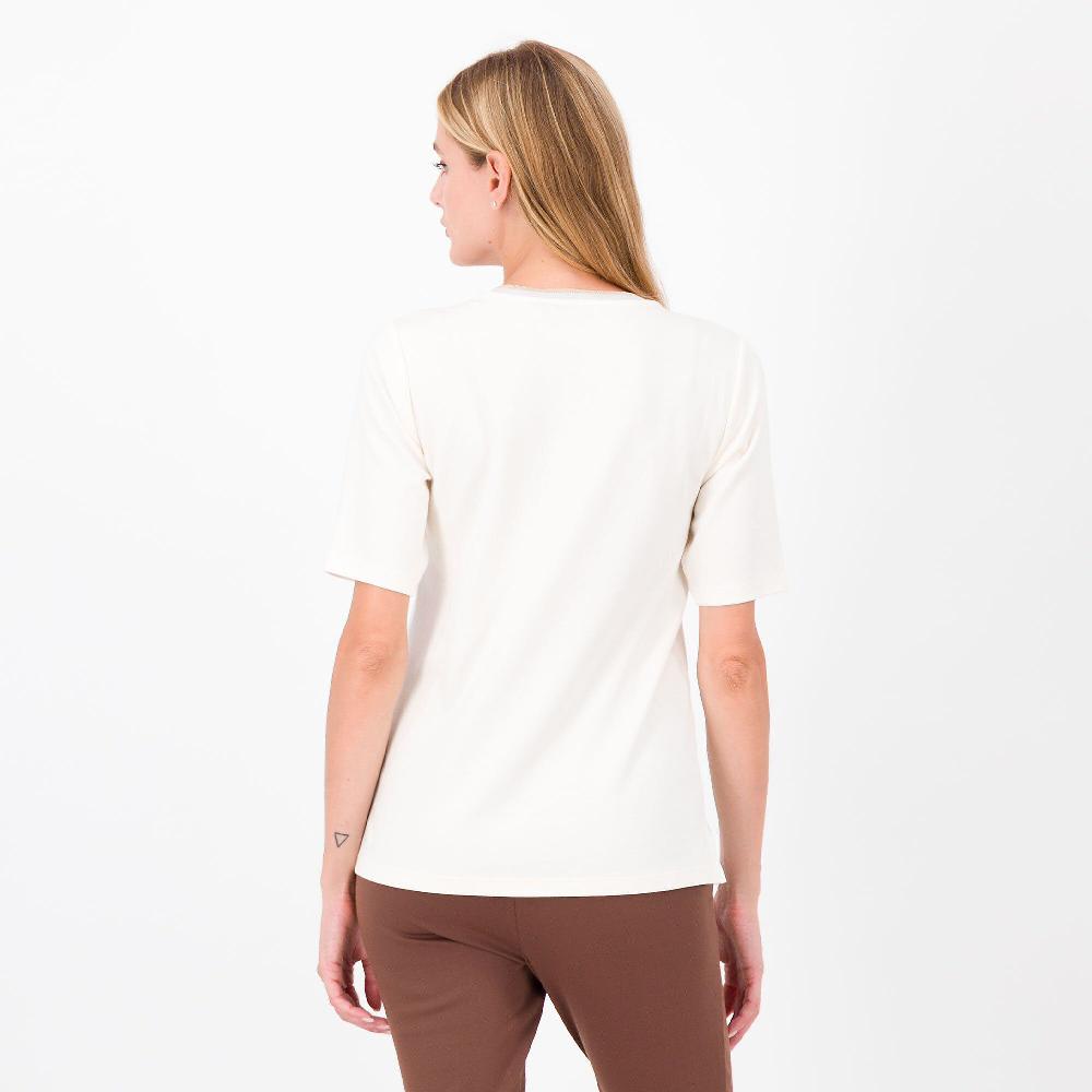 QVC Isaac Mizrahi Live T-shirt In Cotone Scollo A V Con Dettaglio In Lamè Spacchetti Al Fondo