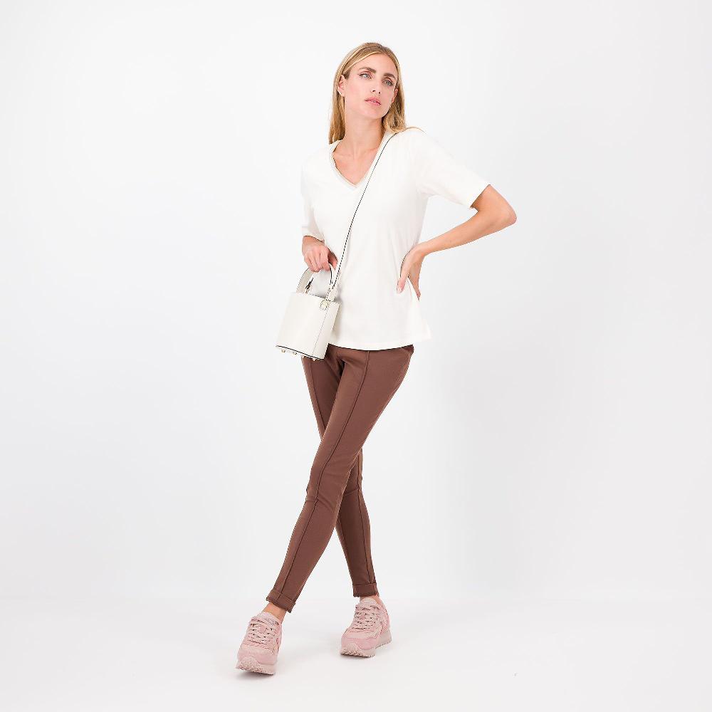 QVC Isaac Mizrahi Live T-shirt In Cotone Scollo A V Con Dettaglio In Lamè Spacchetti Al Fondo