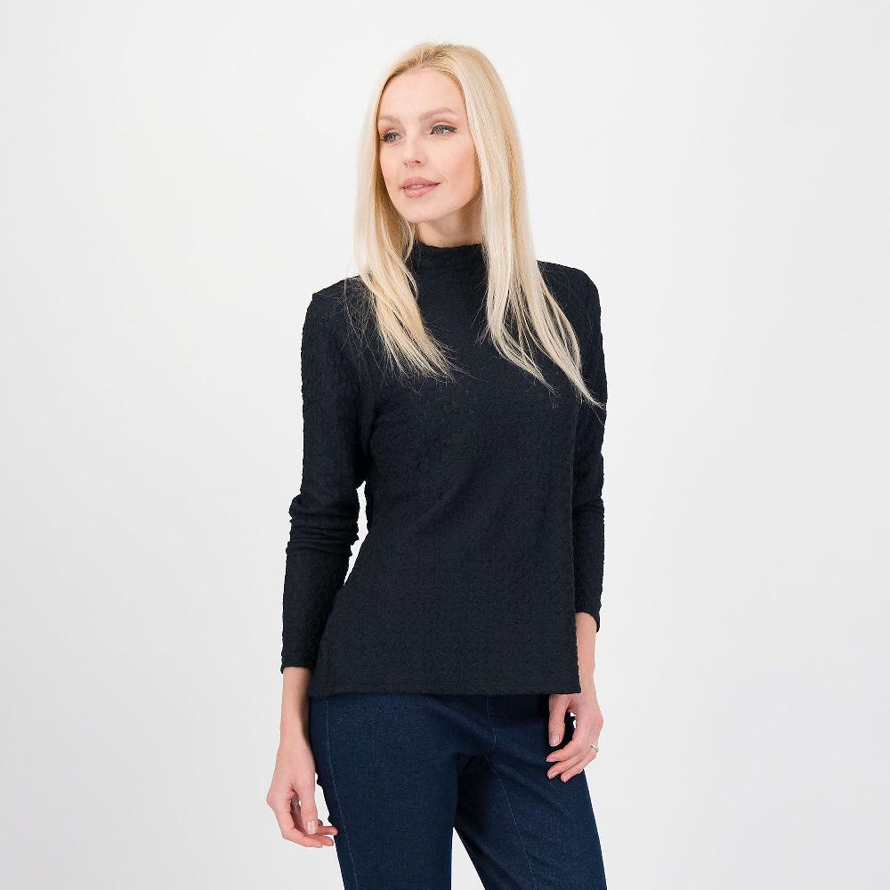 QVC Isaac Mizrahi Live T-shirt in tessuto jacquard a maniche lunghe