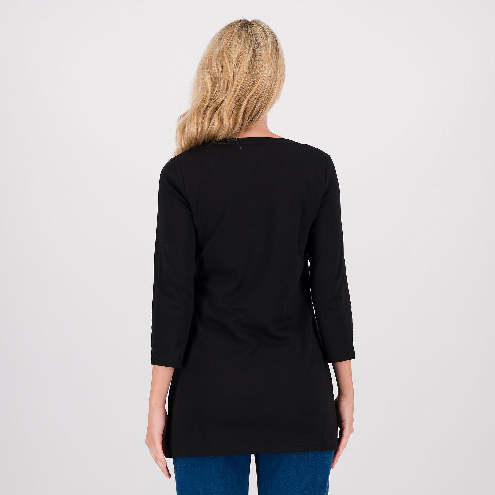 QVC Isaac Mizrahi Live T-shirt Sciancrata In Jersey Di Cotone Con Maniche 3/4