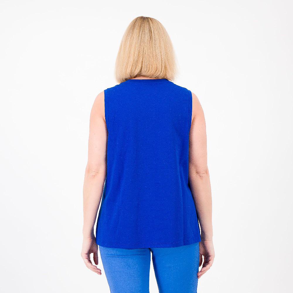 QVC Isaac Mizrahi Live Top Smanicato 100% Cotone Scollo Tondo Con Apertura A V