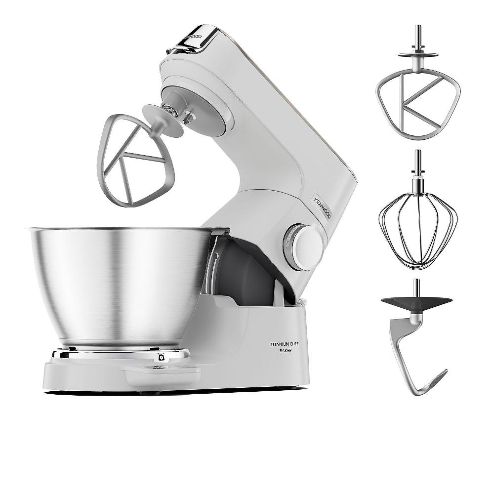 QVC Kenwood KVC65.001WH Titanium Chef Baker Planetaria ciotola 5L Bilancia EasyWeigh™ Potenza 1200W