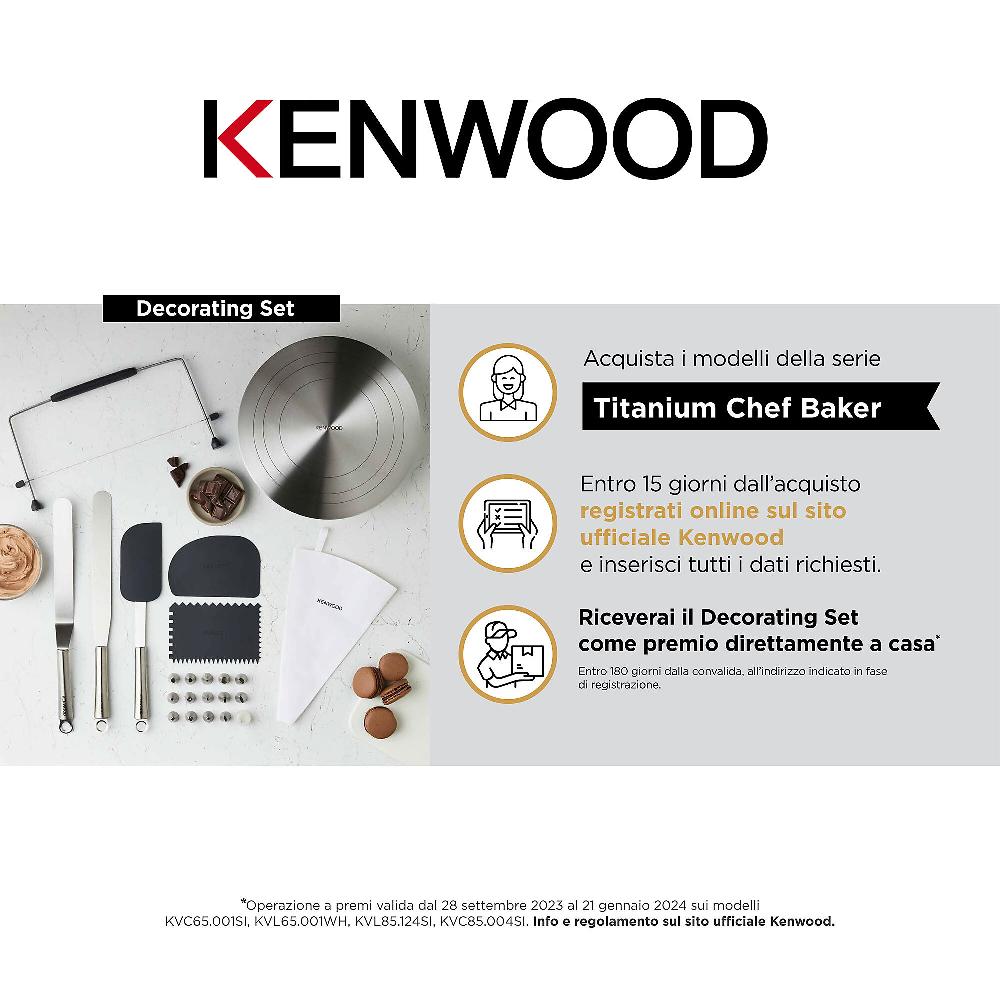 QVC Kenwood Planetaria Titanium Chef Baker Con 2 Ciotole E Accessori