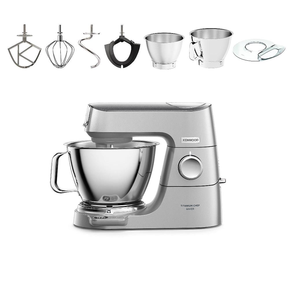 QVC Kenwood Planetaria Titanium Chef Baker con 2 ciotole e accessori
