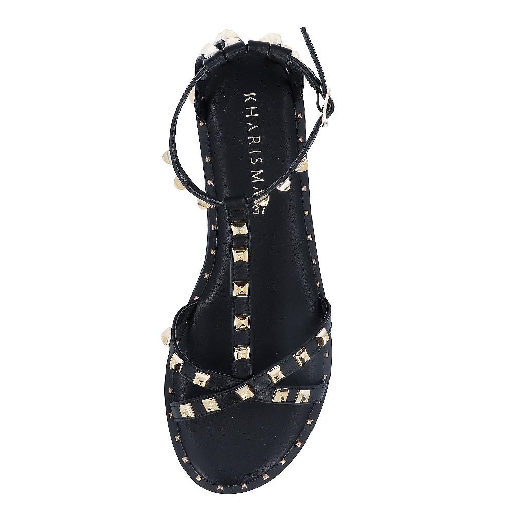 QVC Kharisma Sandalo Con Borchie Cinturino Con Fibbia Sottopiede Imbottito Tacco 1 5 Cm