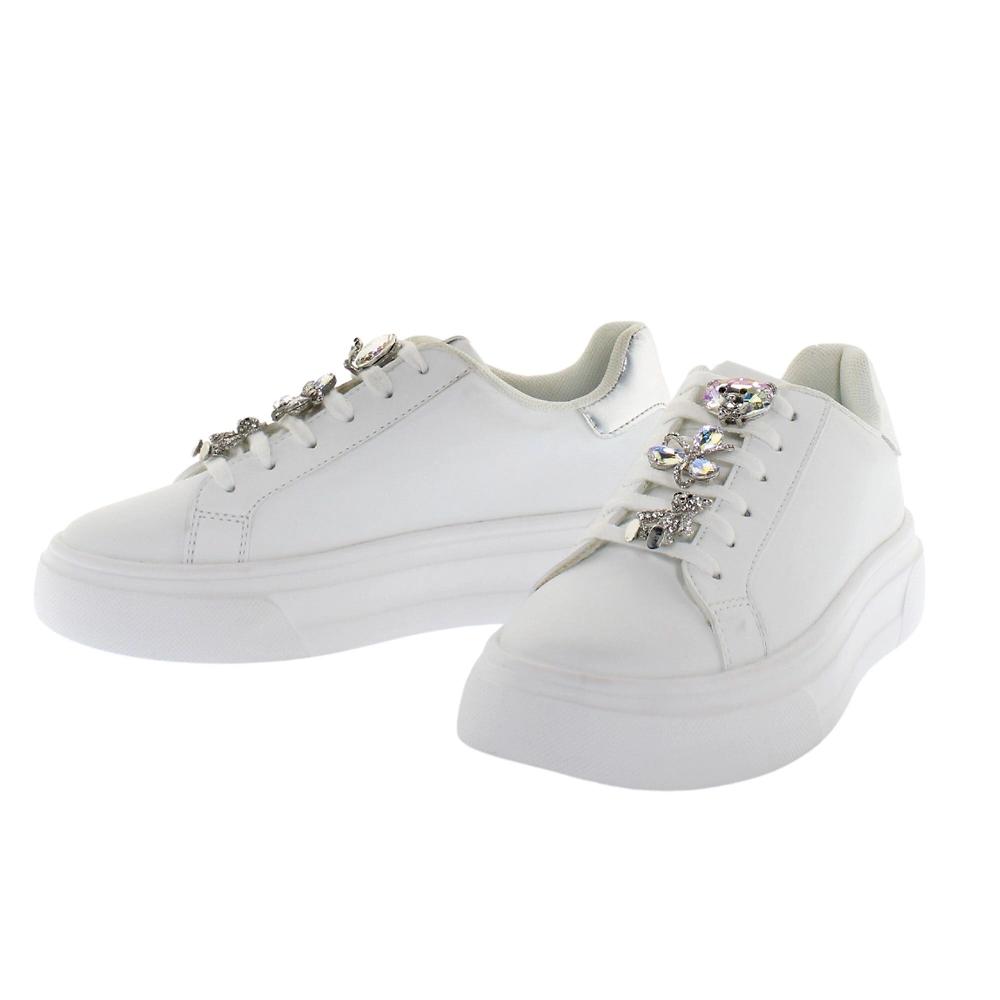 QVC Kharisma Sneaker stringata con inserto laminato e charm gioiello