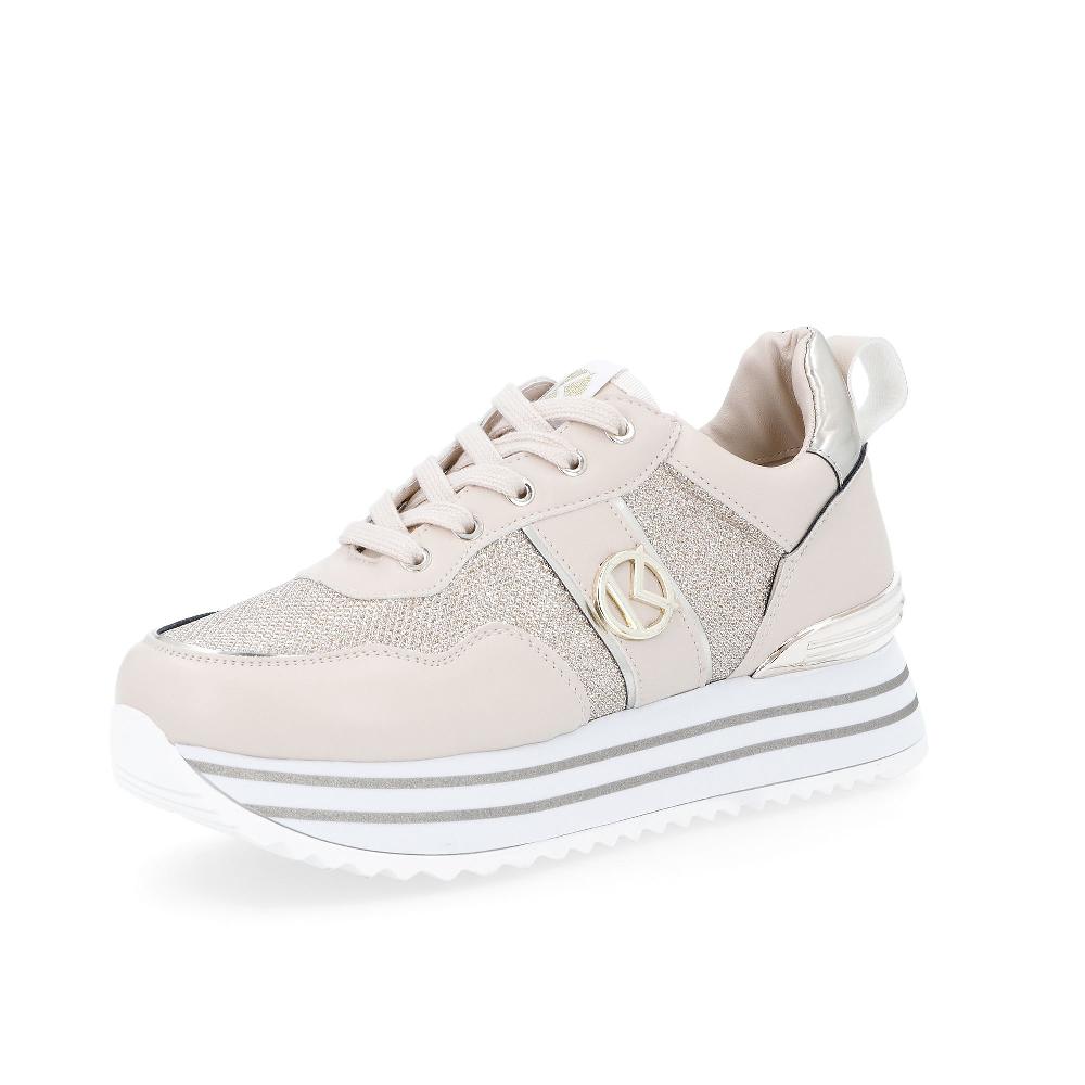 QVC Kharisma Sneaker stringate con inserti laminati e tessuto glitter