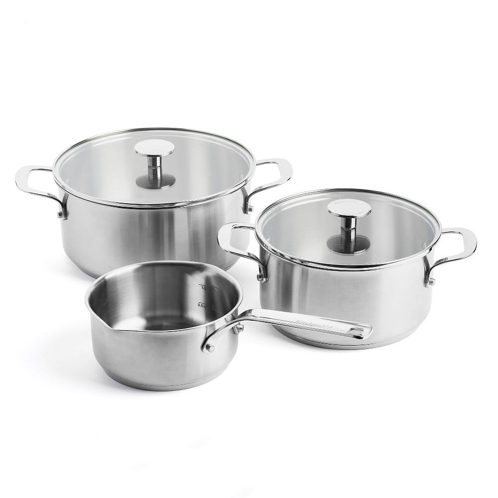 QVC KitchenAid Set di 5 pezzi Batteria di pentole in acciaio Inox