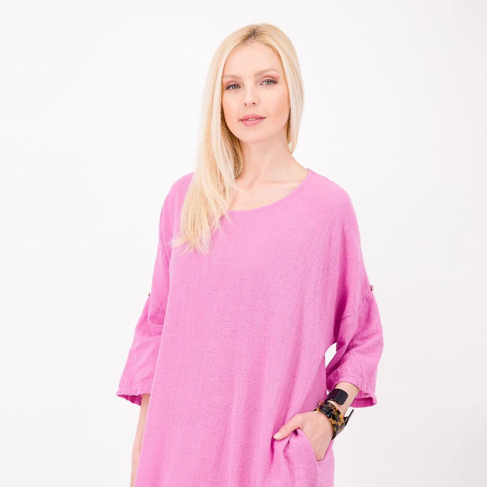 QVC L'Una Abito In Tela Di Cotone Fiammato Con Coulisse