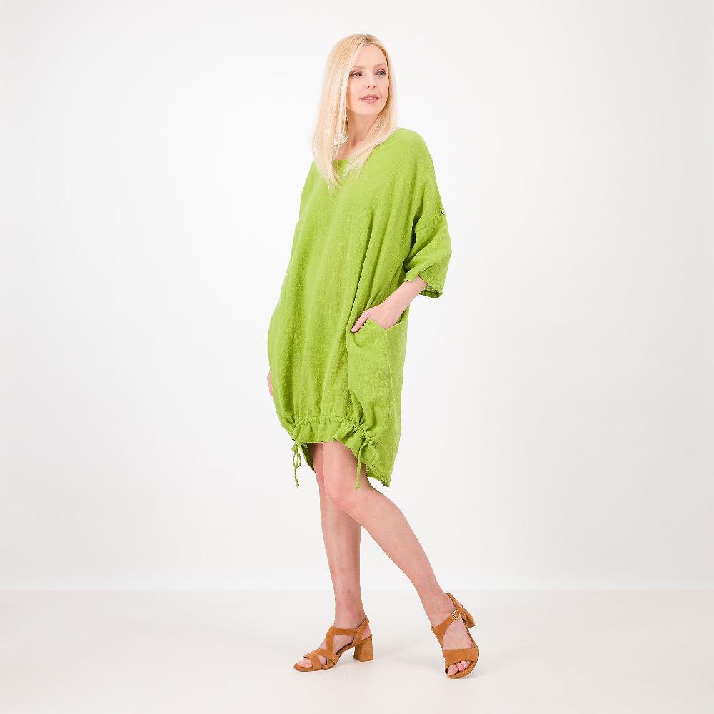 QVC L'Una Abito in tela di cotone fiammato con coulisse