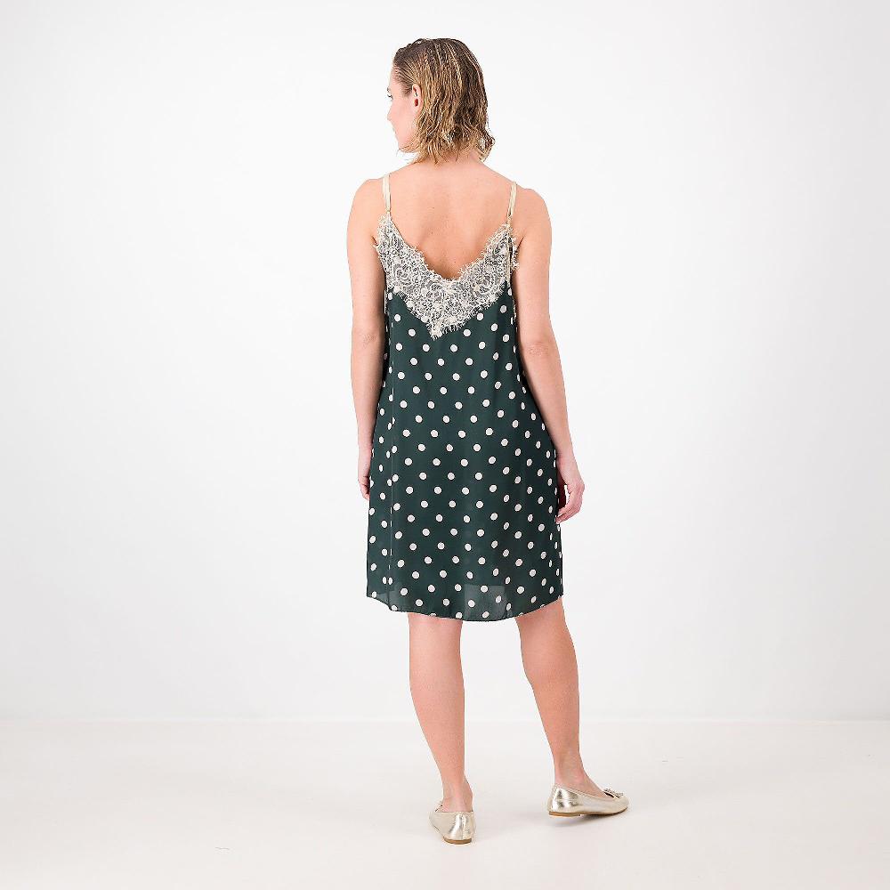 QVC L'Una Abito Sottoveste In Raso Fantasia Pizzo Allo Scollo Made In Italy