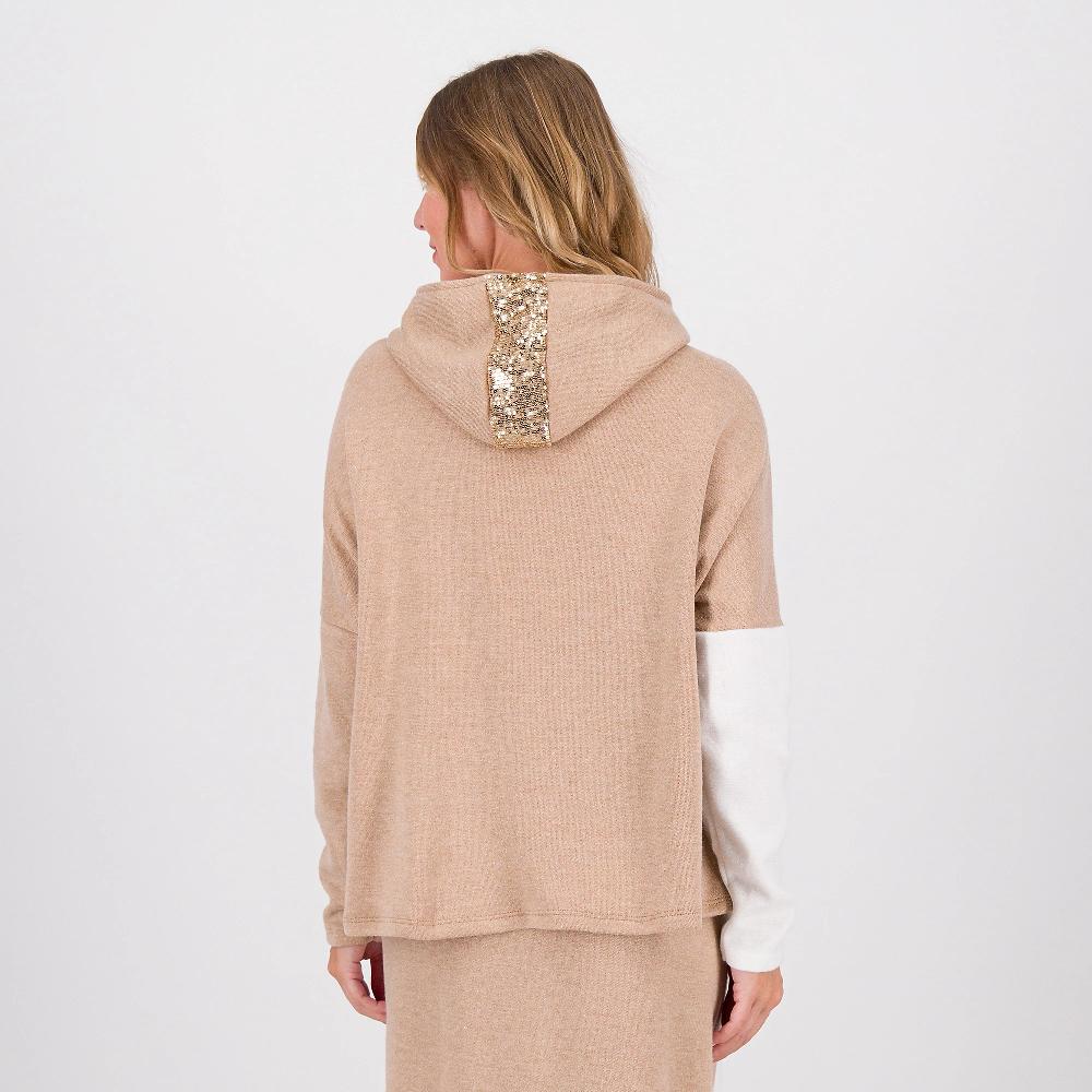 QVC L'Una Felpa In Maglia Bicolore Con Inserto Paillette Davanti