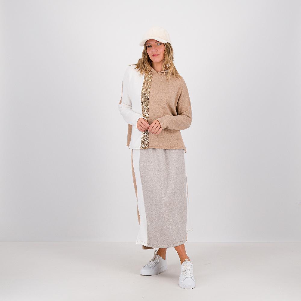 QVC L'Una Felpa In Maglia Bicolore Con Inserto Paillette Davanti