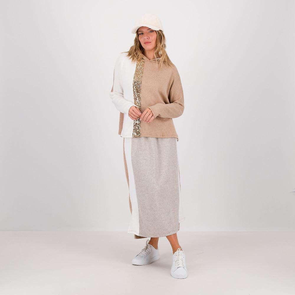 QVC L'Una Gonna In Maglia A Blocchi Di Colore Con Spacco