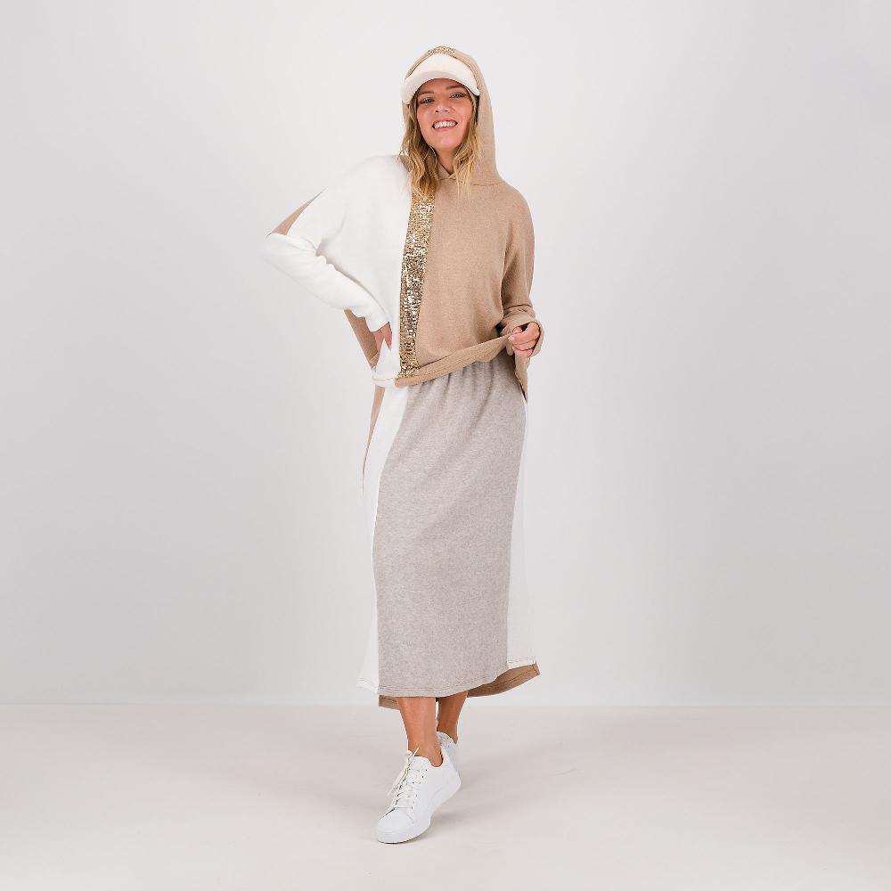 QVC L'Una Gonna In Maglia A Blocchi Di Colore Con Spacco