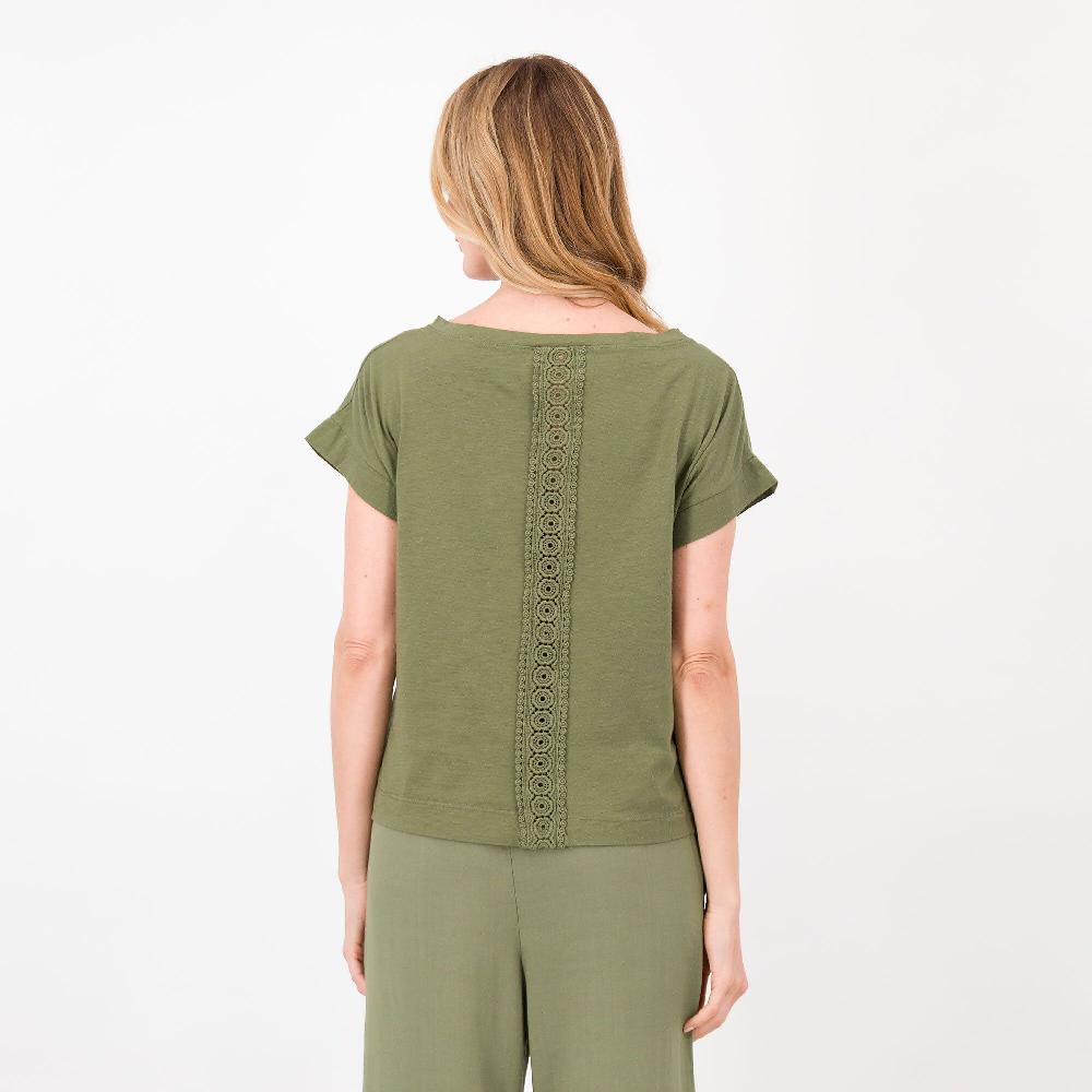 QVC L'Una Maglia In Jersey 100% Cotone Fiammato Inserto Macramé Made In Italy