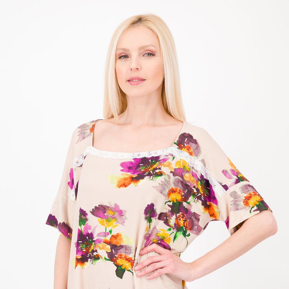 QVC L'Una Maglia In Jersey Di Viscosa Fantasia Con Pizzo