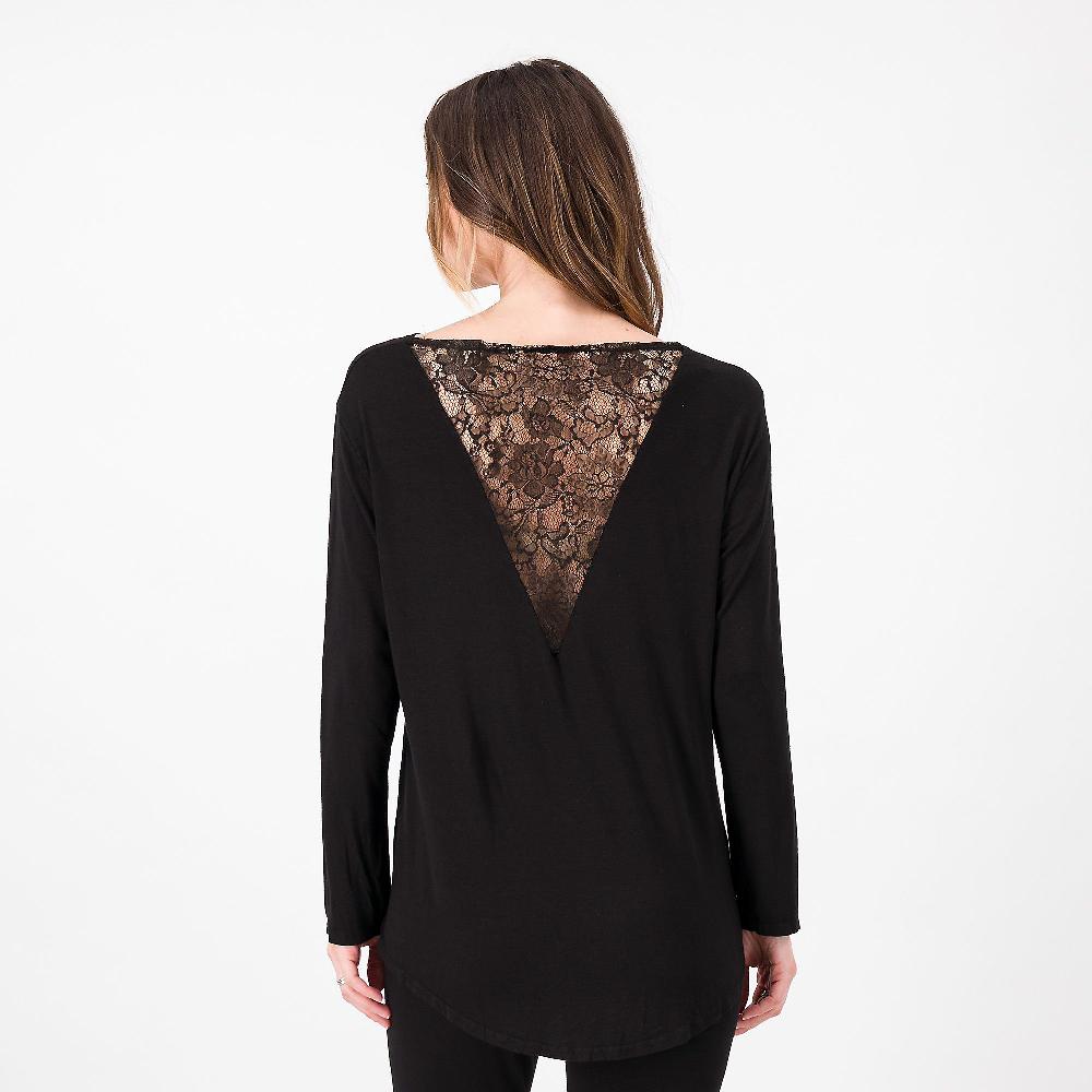 QVC L'Una Maglia In Jersey Di Viscosa Stretch Inserto Pizzo Dietro Made In Italy
