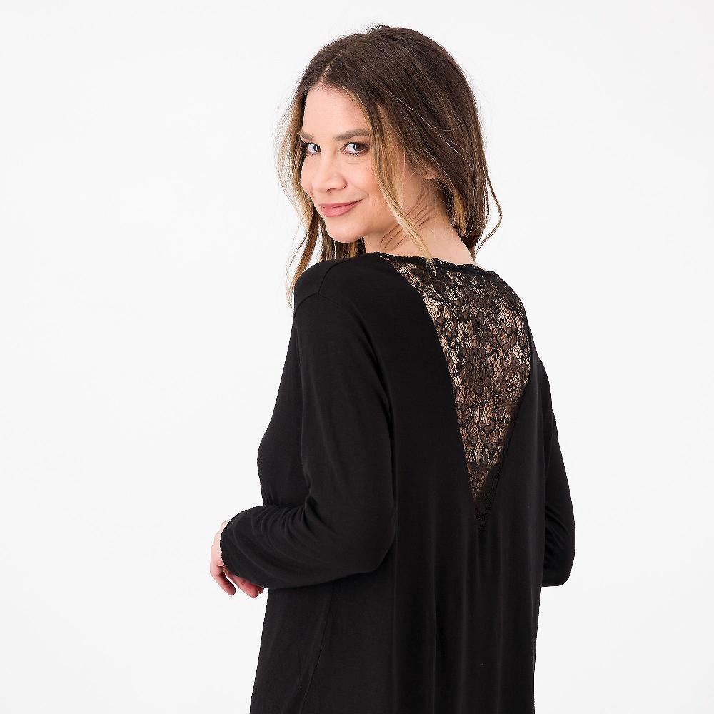 QVC L'Una Maglia In Jersey Di Viscosa Stretch Inserto Pizzo Dietro Made In Italy