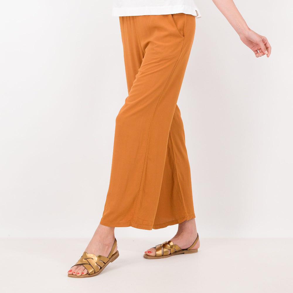 QVC L'Una Pantaloni Ampi In Popeline 100% Viscosa Fascia In Jersey Made In Italy