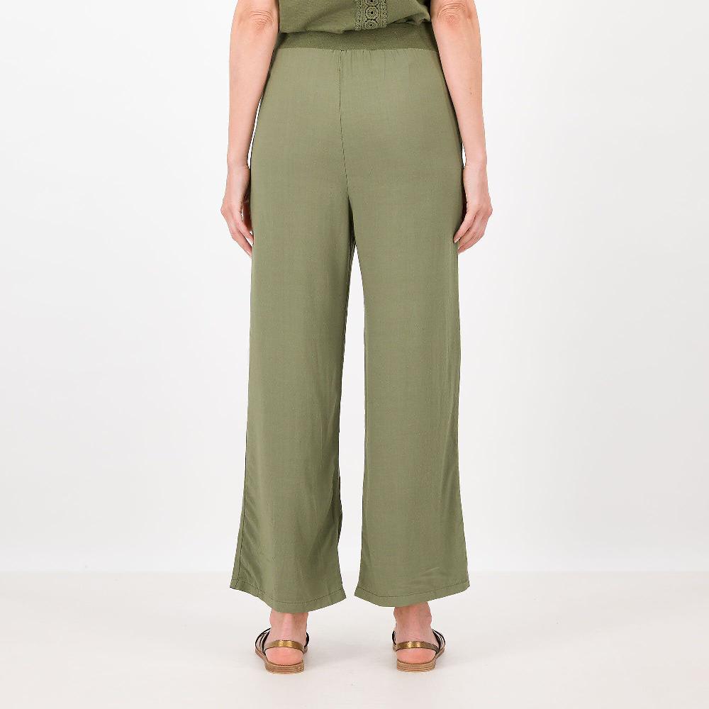 QVC L'Una Pantaloni Ampi In Popeline 100% Viscosa Fascia In Jersey Made In Italy