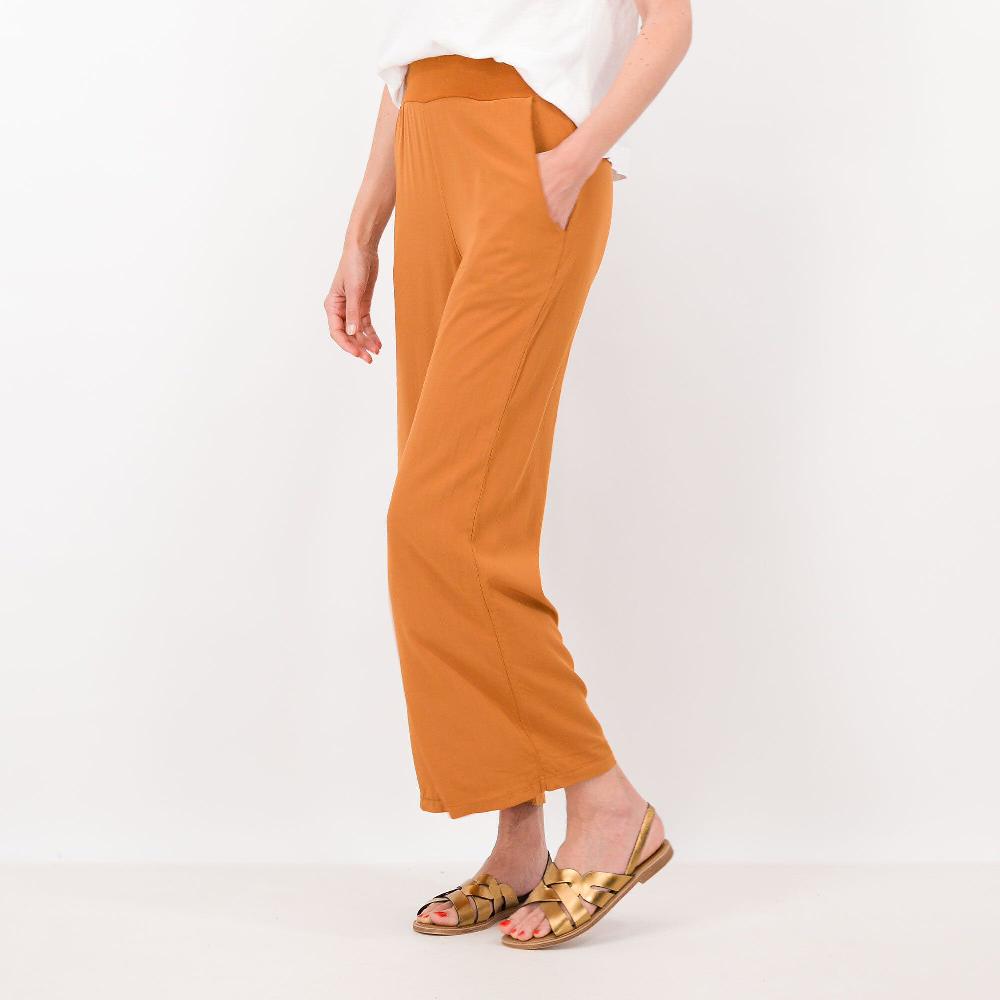 QVC L'Una Pantaloni ampi in popeline 100% viscosa Fascia in jersey Made in Italy
