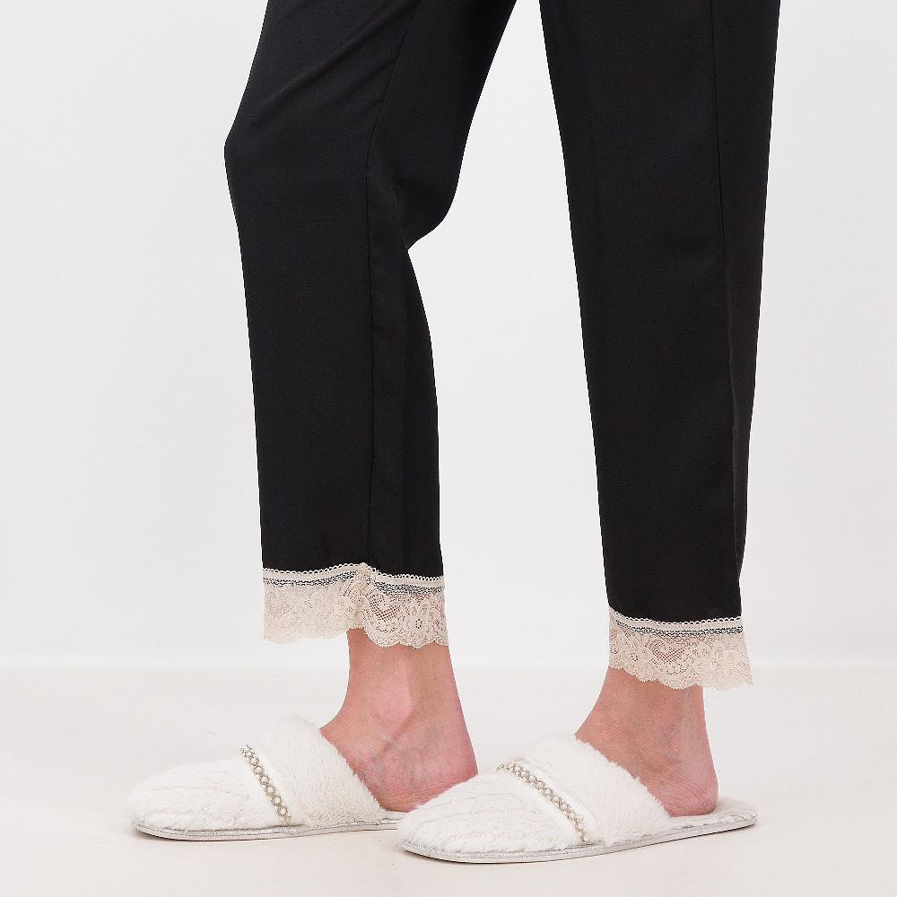 QVC L'Una Pantaloni Ampi In Raso Con Coulisse E Pizzo