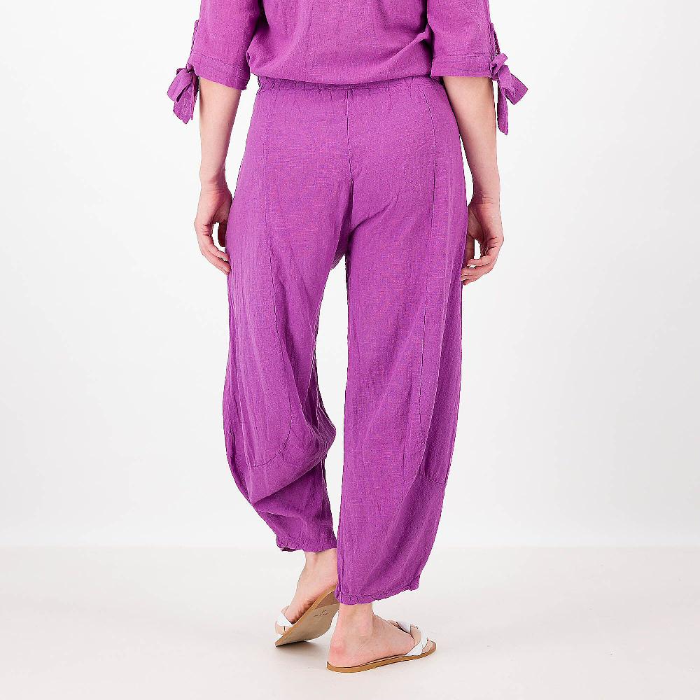 QVC L'Una Pantaloni Balloon In Tela Di Cotone Effetto Fiammato