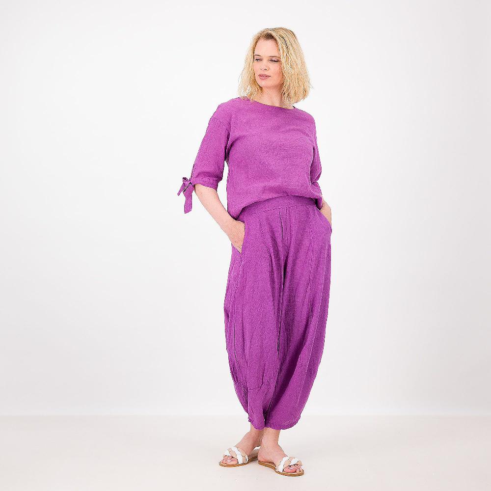 QVC L'Una Pantaloni Balloon In Tela Di Cotone Effetto Fiammato