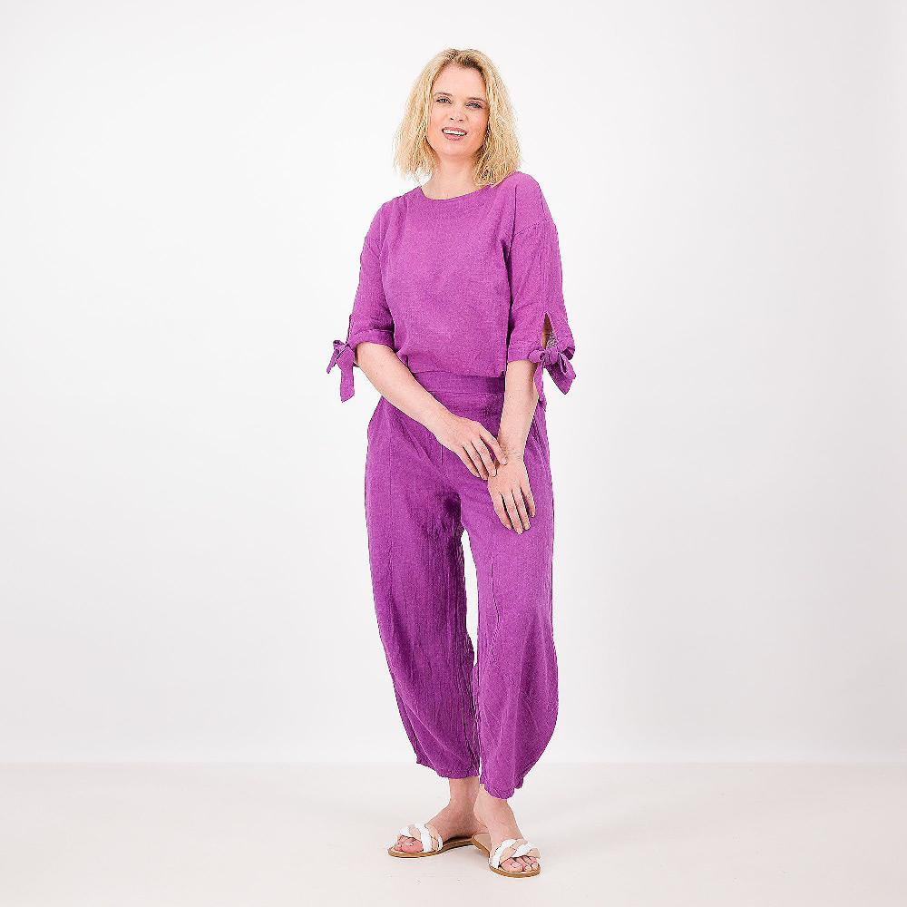 QVC L'Una Pantaloni Balloon In Tela Di Cotone Effetto Fiammato