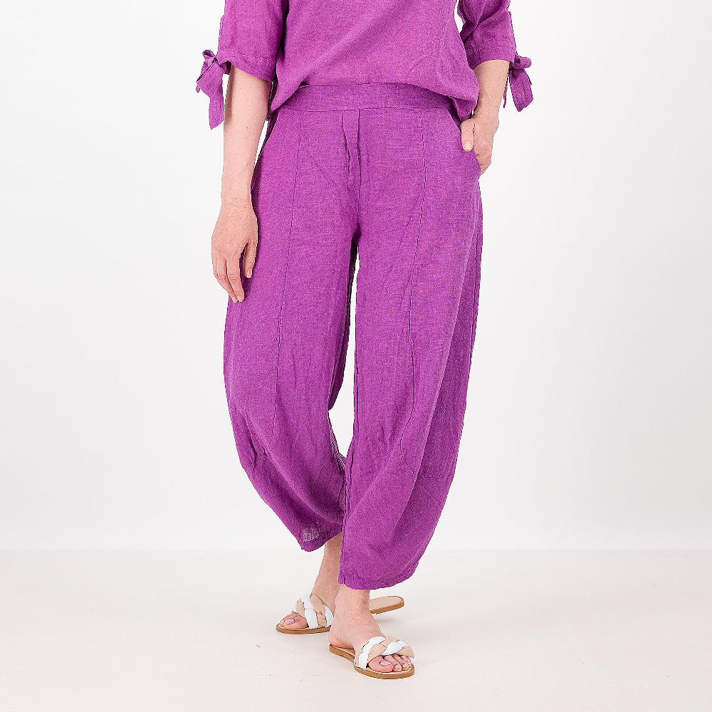 QVC L'Una Pantaloni balloon in tela di cotone effetto fiammato