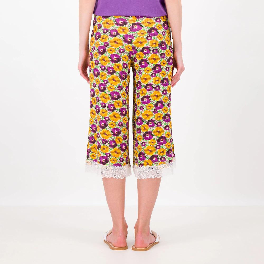 QVC L'Una Pantaloni Cropped In Jersey Di Viscosa Fantasia Con Pizzo