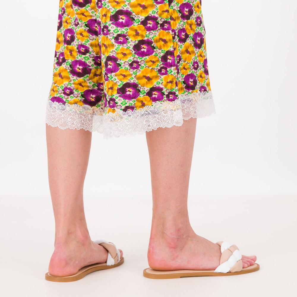QVC L'Una Pantaloni Cropped In Jersey Di Viscosa Fantasia Con Pizzo