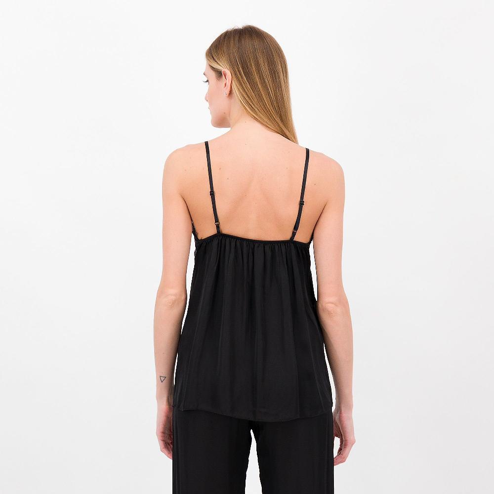 QVC L'Una Top In Raso 100% Viscosa Inseri In Pizzo Made In Italy