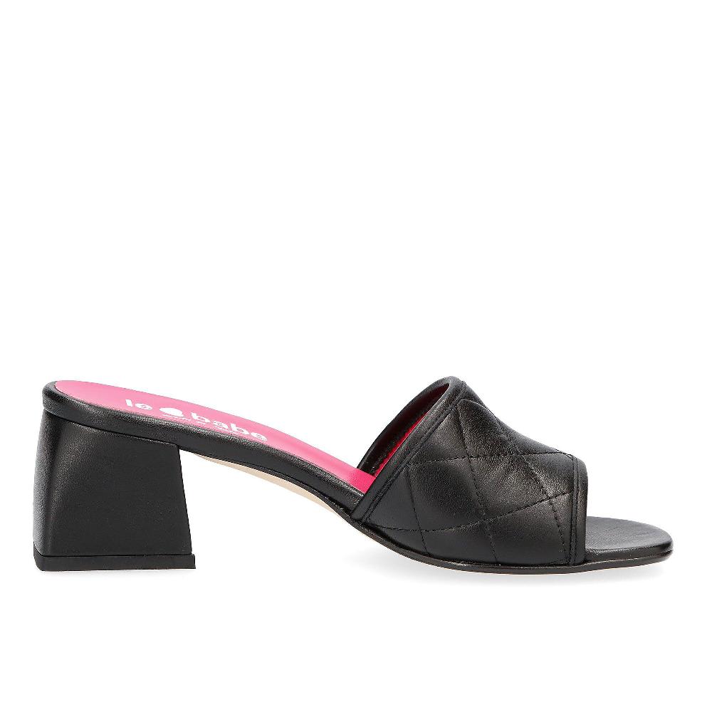 QVC Le Babe Sabot In Pelle Fascia Trapuntata Tacco 6 Cm Made In Italy